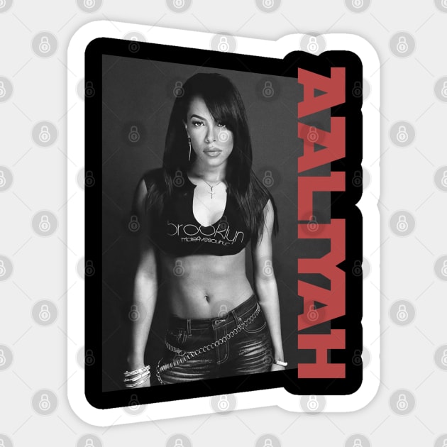 aaliyah classic monochrome Sticker by BUBBLEMOON